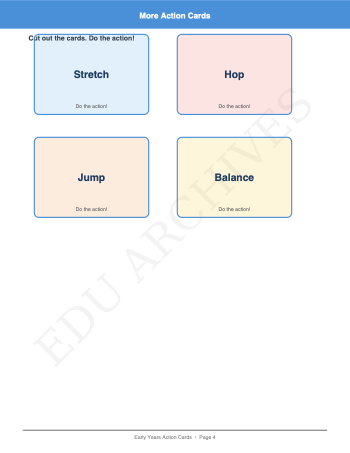 Action Cards: Action Cards: Page 4: More Action Cards