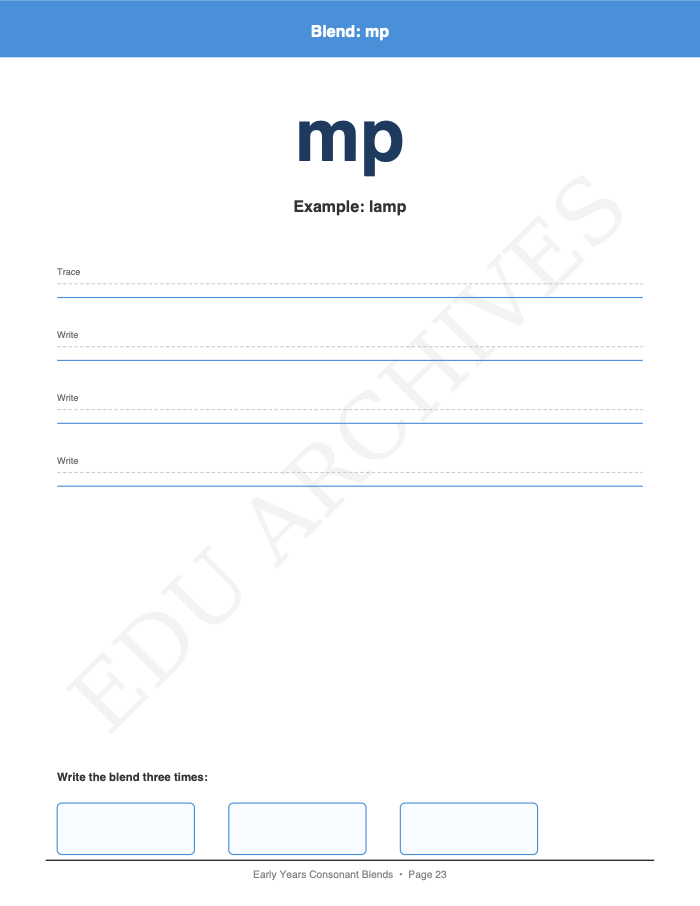 Consonant Blends: Consonant Blends: Page 23: Blend: mp