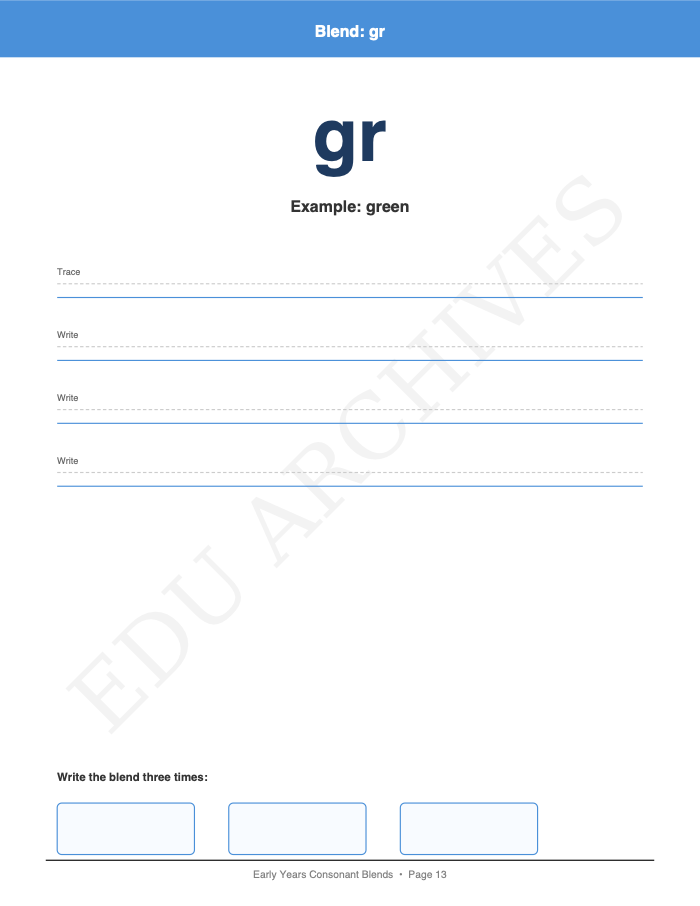 Consonant Blends: Consonant Blends: Page 13: Blend: gr