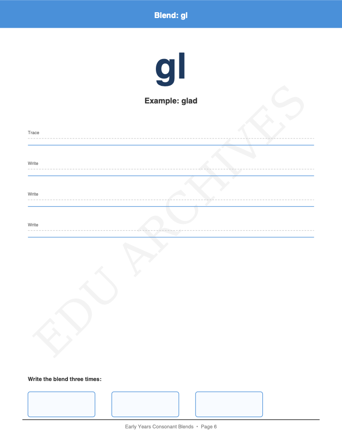 Consonant Blends: Consonant Blends: Page 6: Blend: gl
