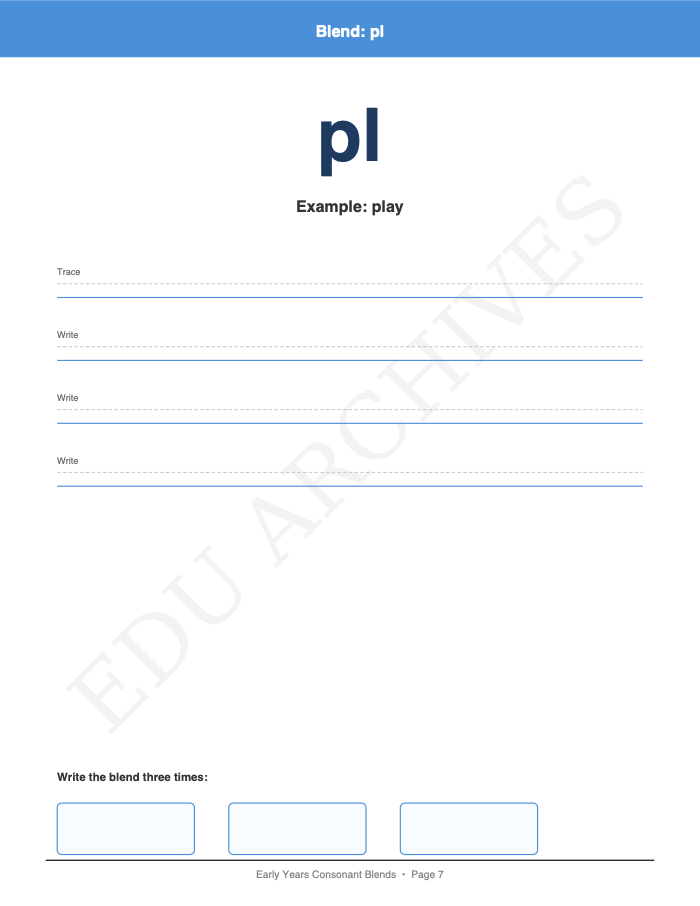 Consonant Blends: Consonant Blends: Page 7: Blend: pl