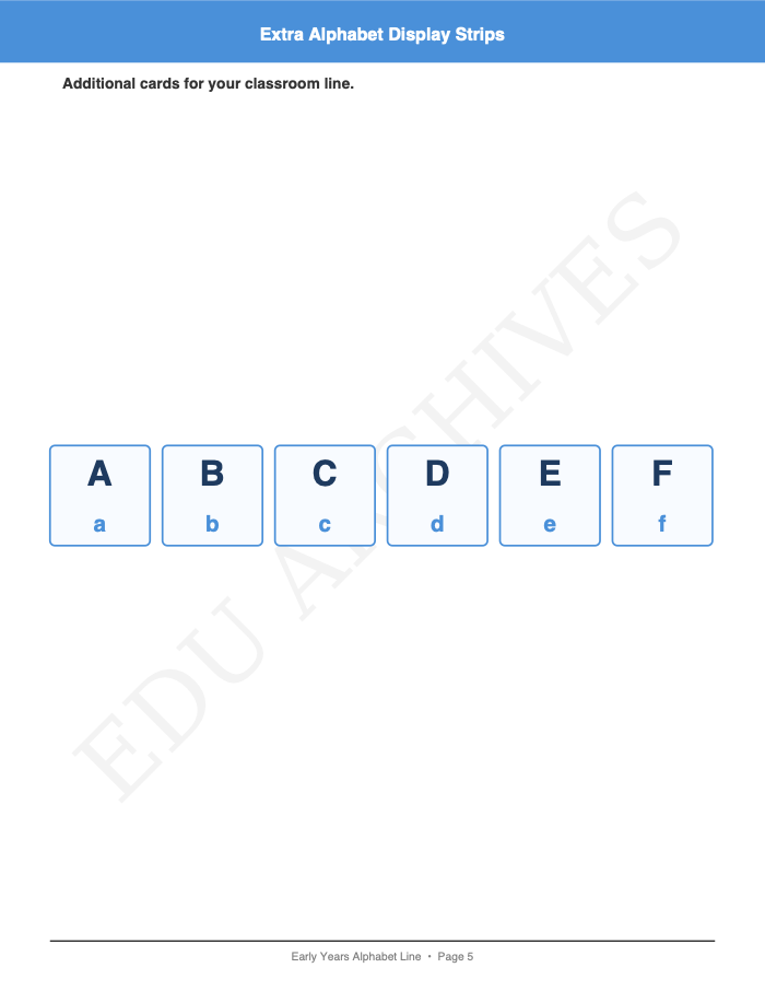 Alphabet Line Classroom Display: Alphabet Line Classroom Display: Page 5: Extra Alphabet Display Strips