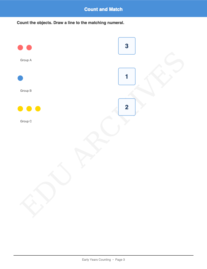 Count and Match: Count and Match: Page 3: Count and Match