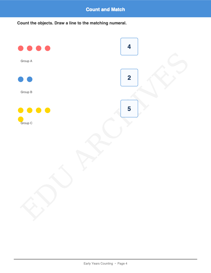 Count and Match: Count and Match: Page 4: Count and Match