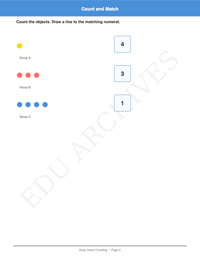 Count and Match: Count and Match: Page 5: Count and Match