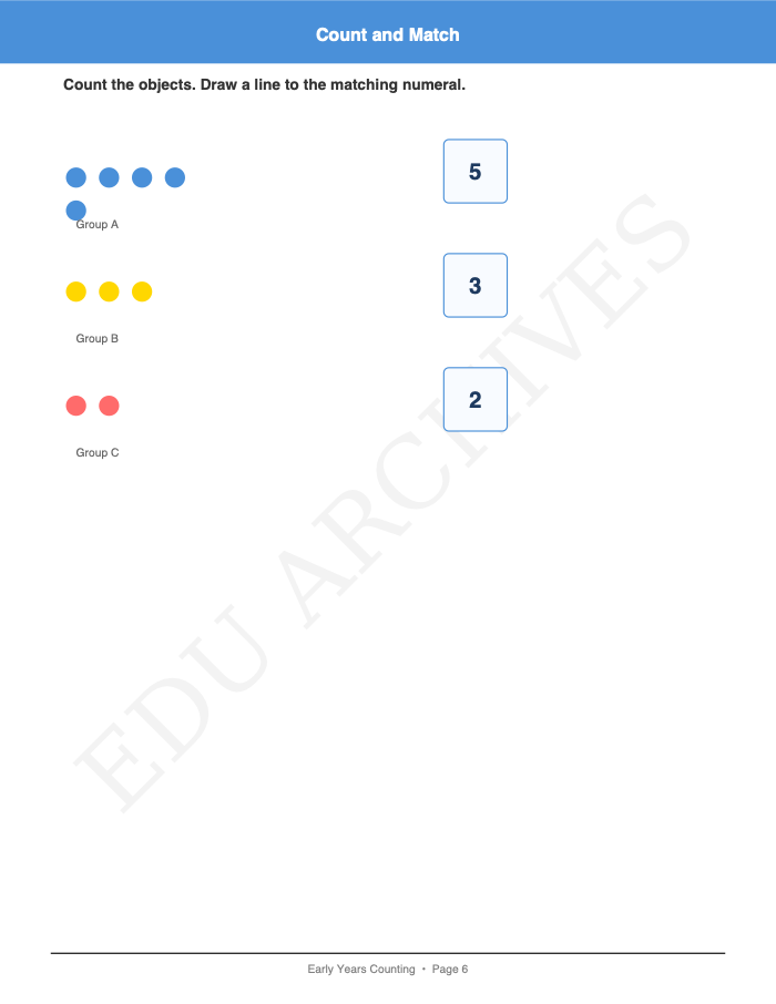 Count and Match: Count and Match: Page 6: Count and Match