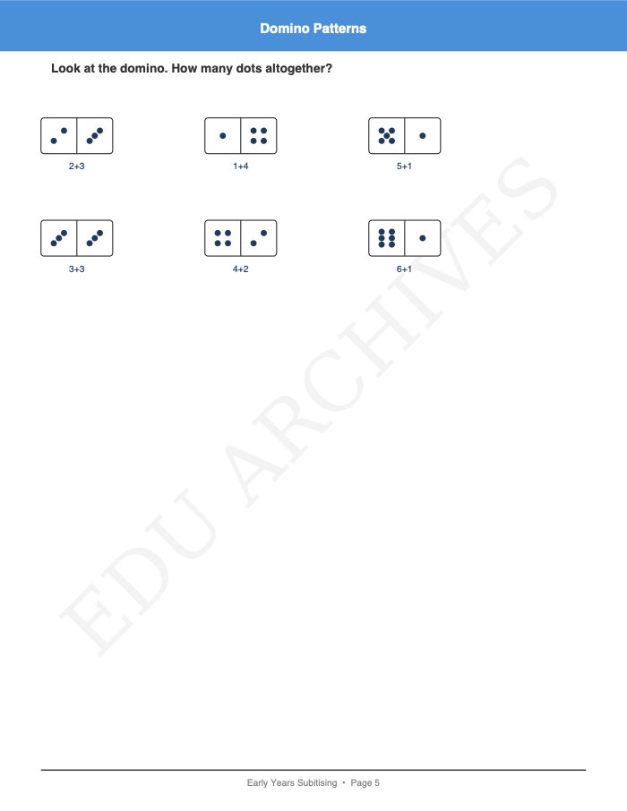 Dice Patterns and Dominoes: Dice Patterns and Dominoes: Page 5: Domino Patterns