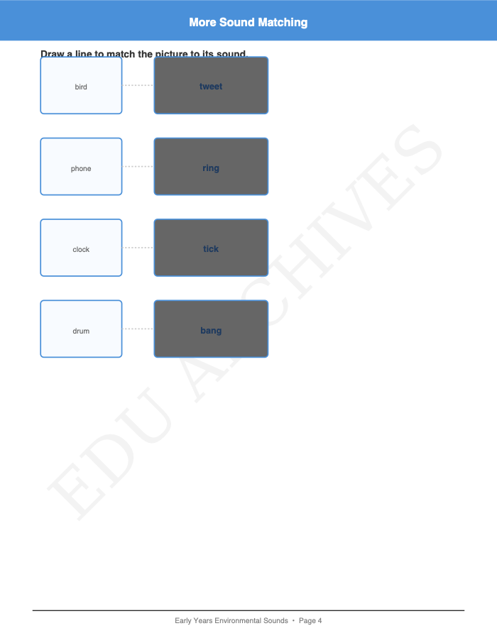 Environmental Sounds Matching: Environmental Sounds Matching: Page 4: More Sound Matching