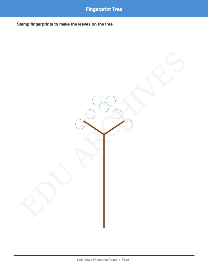 Finger-Painting and Fingerprint Pages: Finger-Painting and Fingerprint Pages: Page 4: Fingerprint Tree