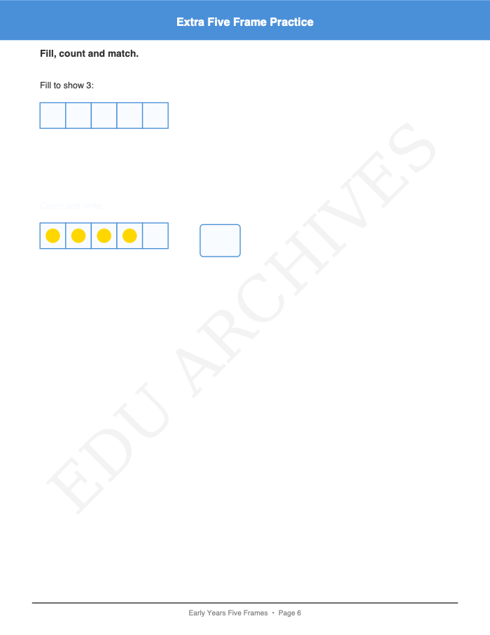 Five Frames: Five Frames: Page 6: Extra Five Frame Practice