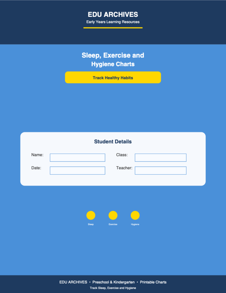 Cover of Sleep, Exercise and Hygiene Charts
