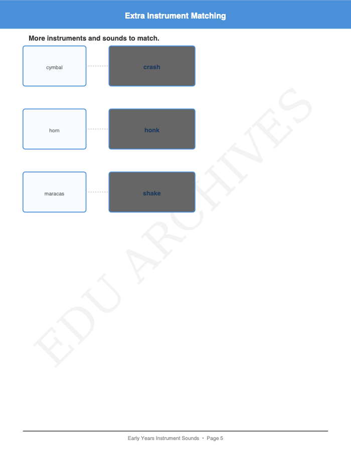 Instrument Sounds Matching: Instrument Sounds Matching: Page 5: Extra Instrument Matching