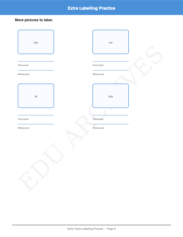 Labelling Pictures: Labelling Pictures: Page 5: Extra Labelling Practice
