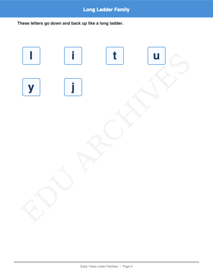Letter Families: Letter Families: Page 4: Long Ladder Family
