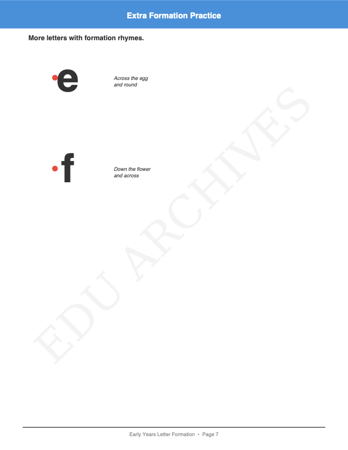 Letter Formation with Rhymes: Letter Formation with Rhymes: Page 7: Extra Formation Practice
