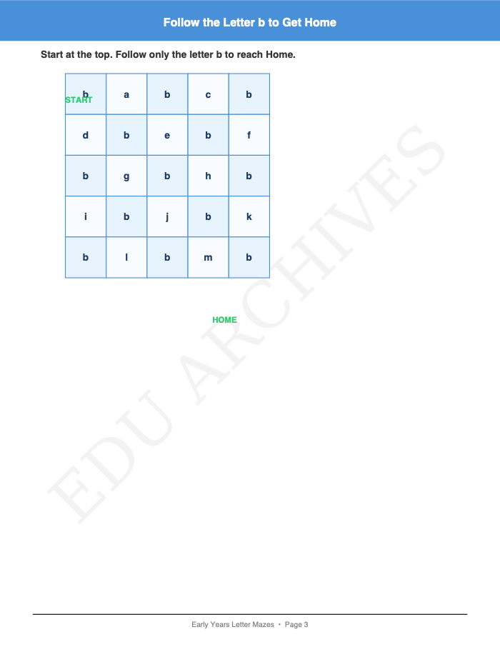 Letter Mazes: Letter Mazes: Page 3: Follow the Letter b to Get Home