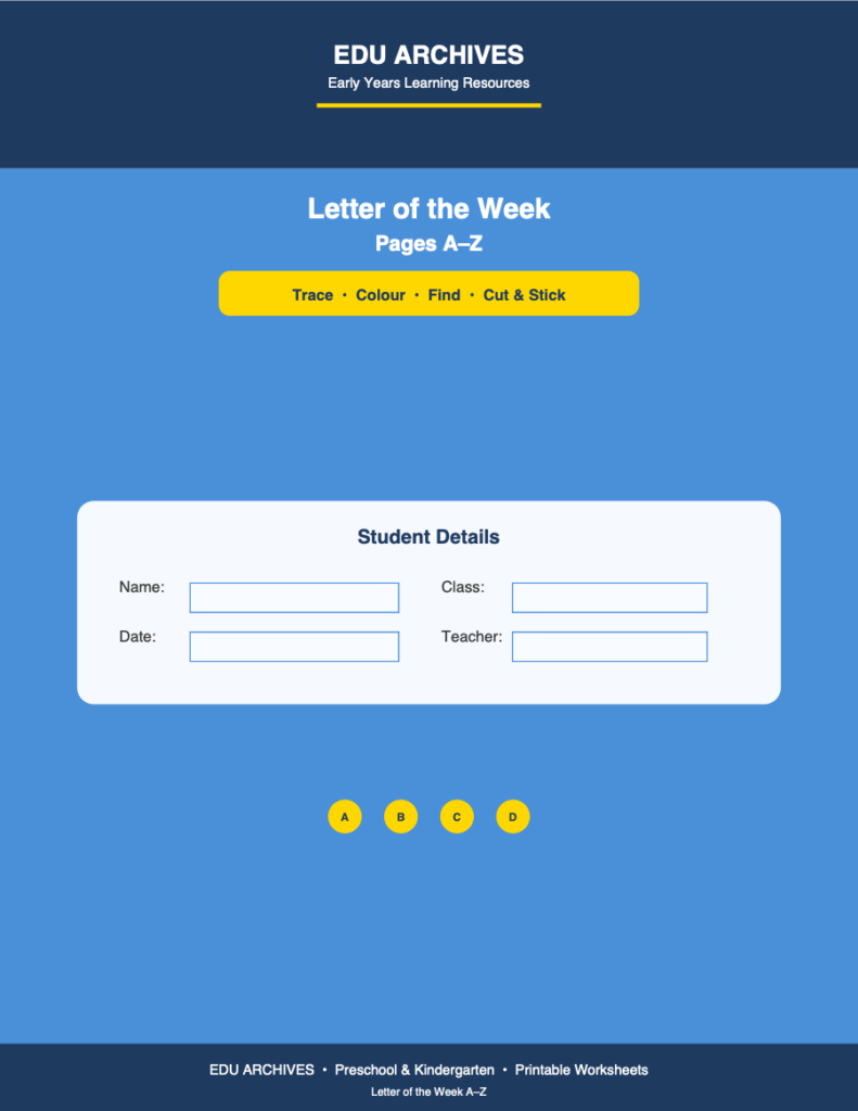 Letter of the Week Worksheets (Free PDF) | Edu Archives