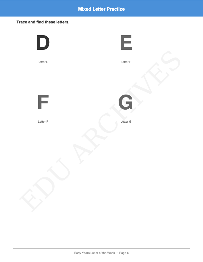 Letter of the Week: Letter of the Week: Page 6: Mixed Letter Practice