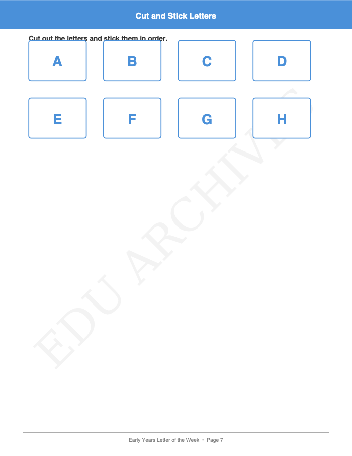 Letter of the Week: Letter of the Week: Page 7: Cut and Stick Letters