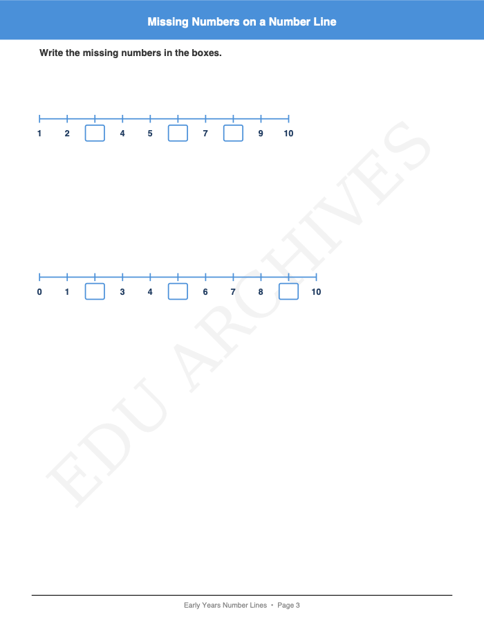 Missing Numbers on a Number Line: Missing Numbers on a Number Line: Page 3: Missing Numbers on a Number Line
