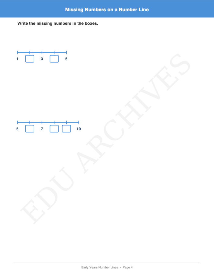 Missing Numbers on a Number Line: Missing Numbers on a Number Line: Page 4: Missing Numbers on a Number Line
