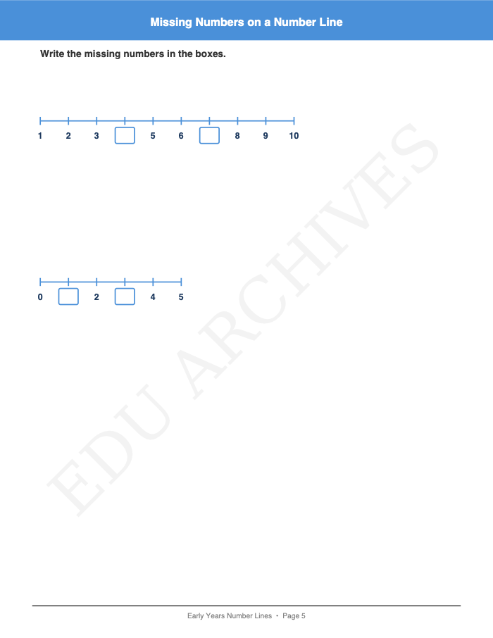 Missing Numbers on a Number Line: Missing Numbers on a Number Line: Page 5: Missing Numbers on a Number Line