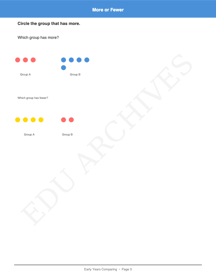 More, Fewer, Most and Fewest: More, Fewer, Most and Fewest: Page 3: More or Fewer