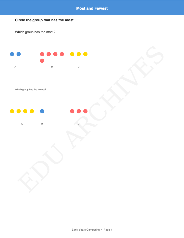 More, Fewer, Most and Fewest: More, Fewer, Most and Fewest: Page 4: Most and Fewest