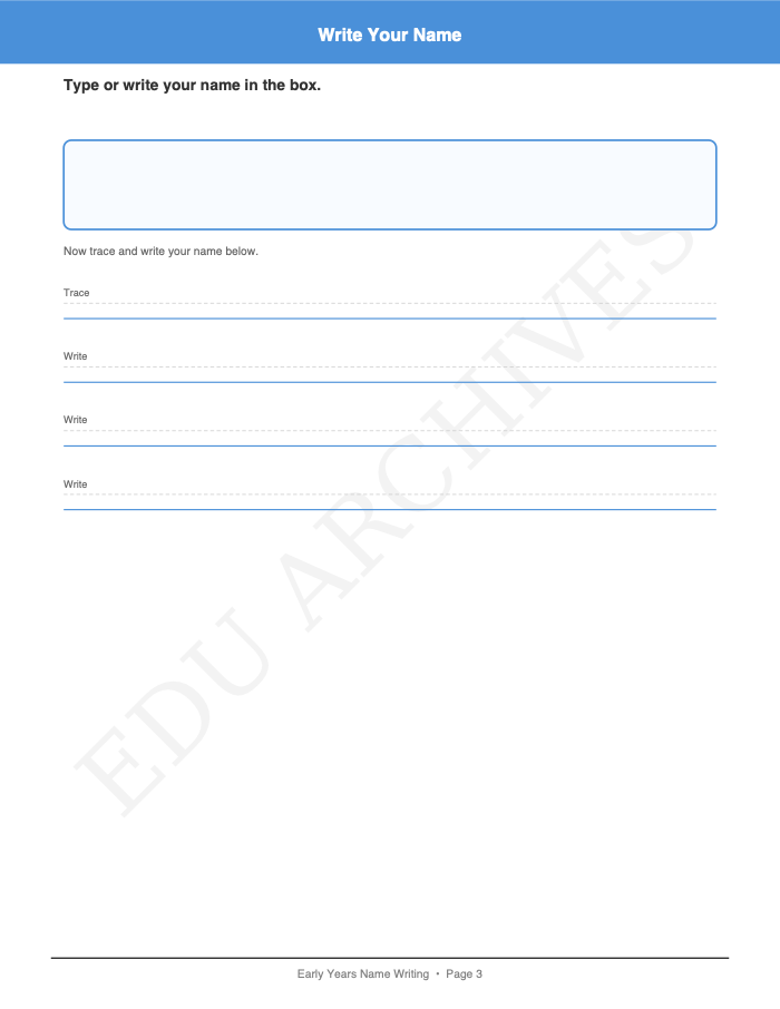Name-Writing Templates: Name-Writing Templates: Page 3: Write Your Name