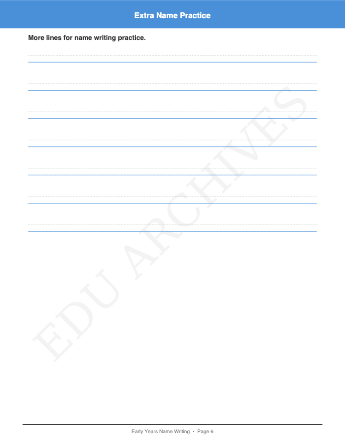 Name-Writing Templates: Name-Writing Templates: Page 6: Extra Name Practice