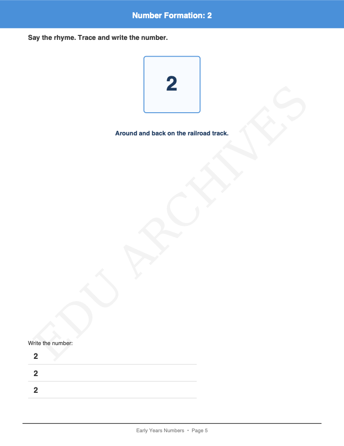 Number Formation Rhymes: Number Formation Rhymes: Page 5: Number Formation: 2