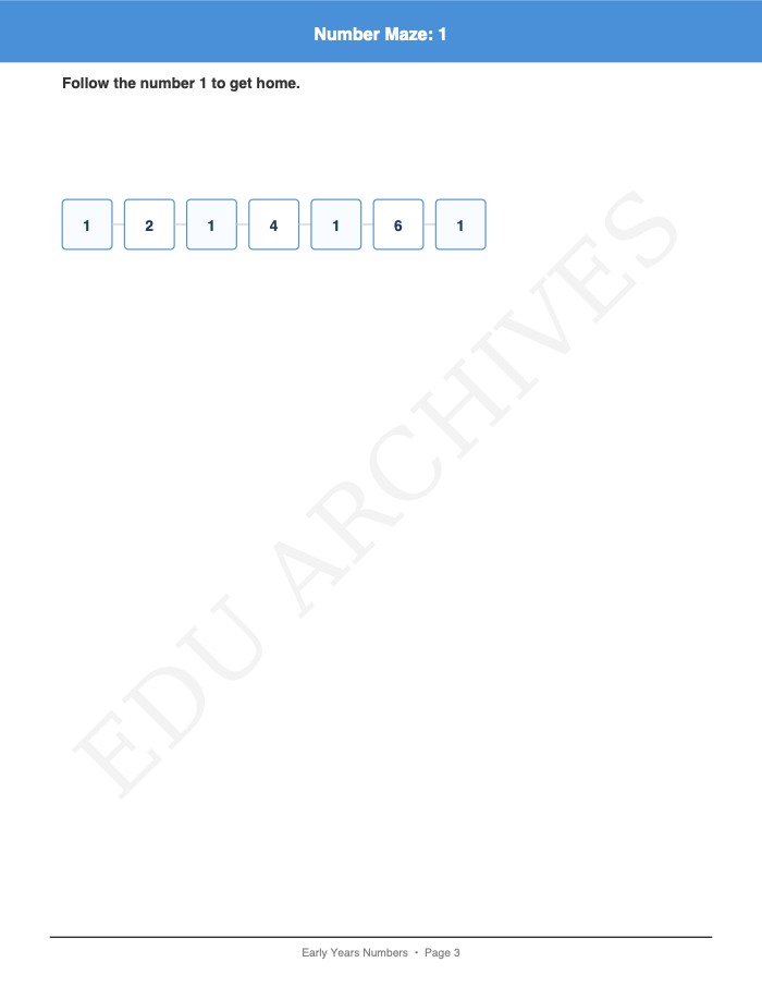 Number Mazes and Dab the Number: Number Mazes and Dab the Number: Page 3: Number Maze: 1
