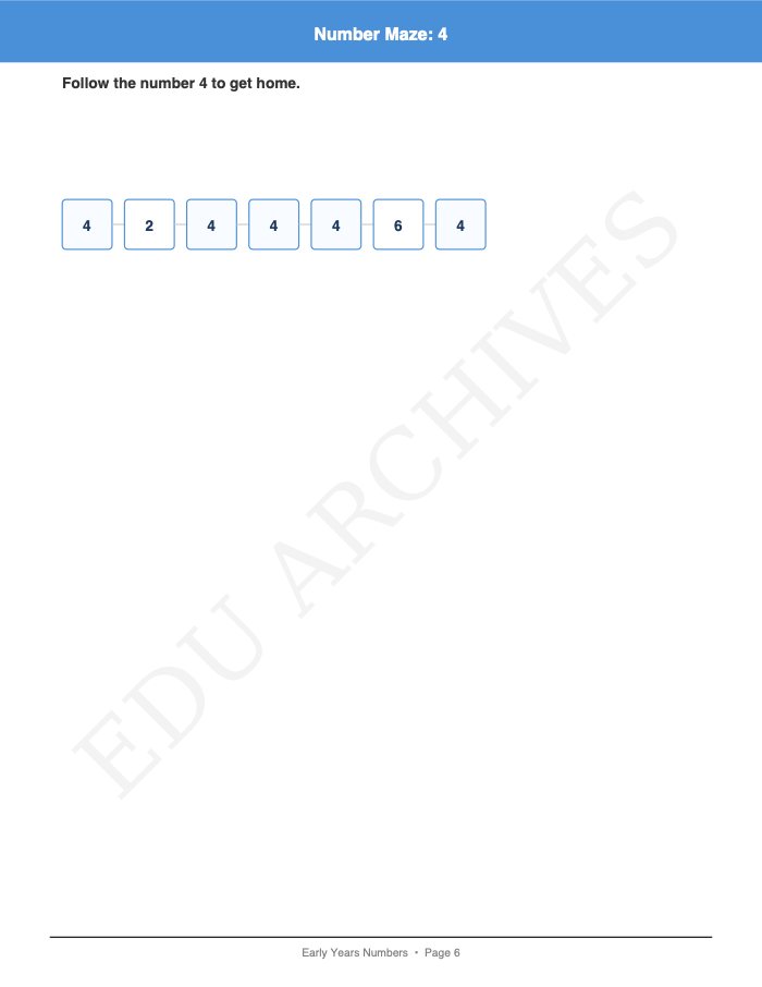 Number Mazes and Dab the Number: Number Mazes and Dab the Number: Page 6: Number Maze: 4