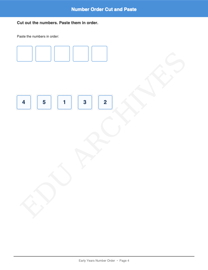 Number Order Cut and Paste: Number Order Cut and Paste: Page 4: Number Order Cut and Paste