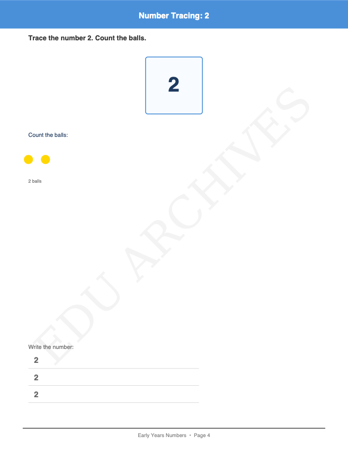 Number Tracing with Pictures: Number Tracing with Pictures: Page 4: Number Tracing: 2