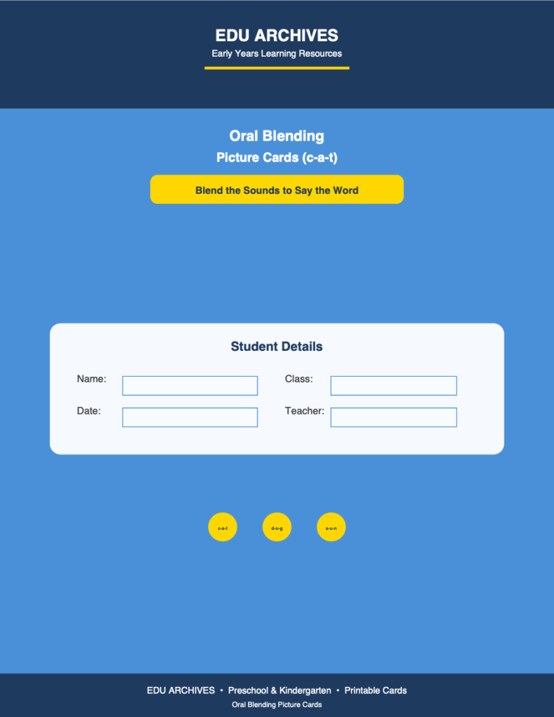 Cover of Oral Blending Picture Cards
