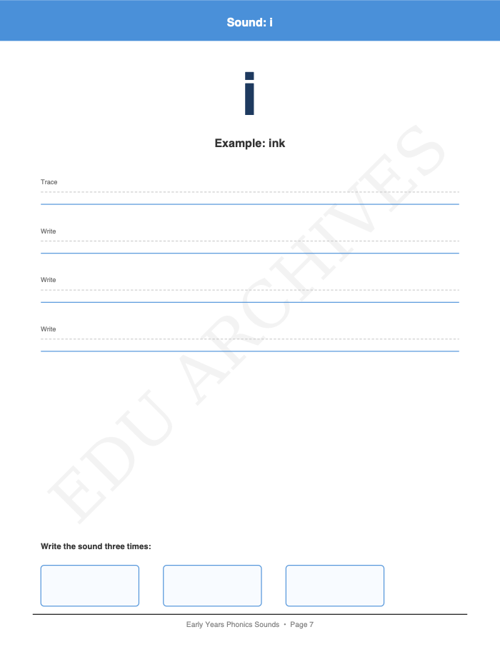 One Sheet Per Sound: Phase 2: One Sheet Per Sound: Phase 2: Page 7: Sound: i