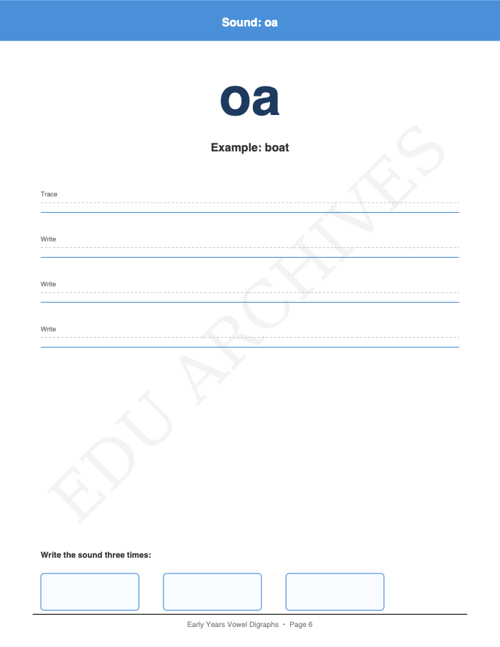 Vowel Digraphs and Trigraphs: Vowel Digraphs and Trigraphs: Page 6: Sound: oa