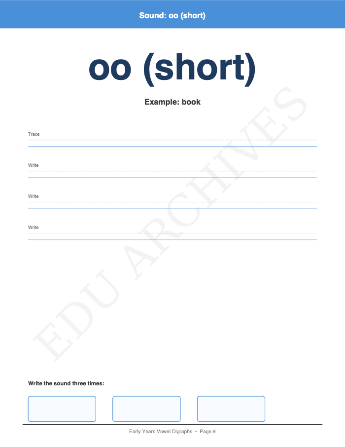 Vowel Digraphs and Trigraphs: Vowel Digraphs and Trigraphs: Page 8: Sound: oo (short)