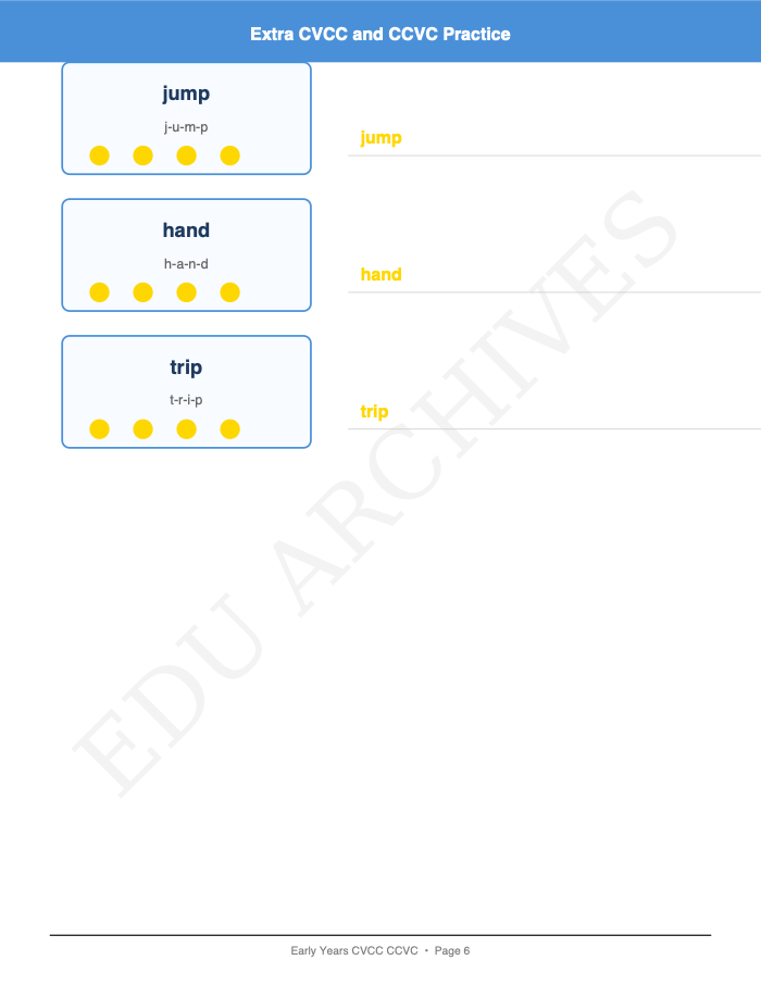 CVCC and CCVC Words: CVCC and CCVC Words: Page 6: Extra CVCC and CCVC Practice