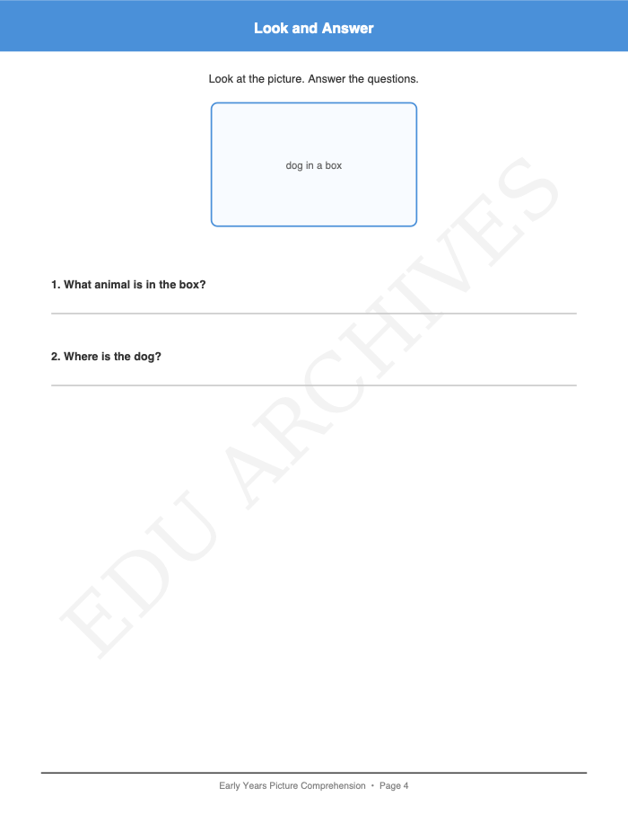 Picture Comprehension: Picture Comprehension: Page 4: Look and Answer