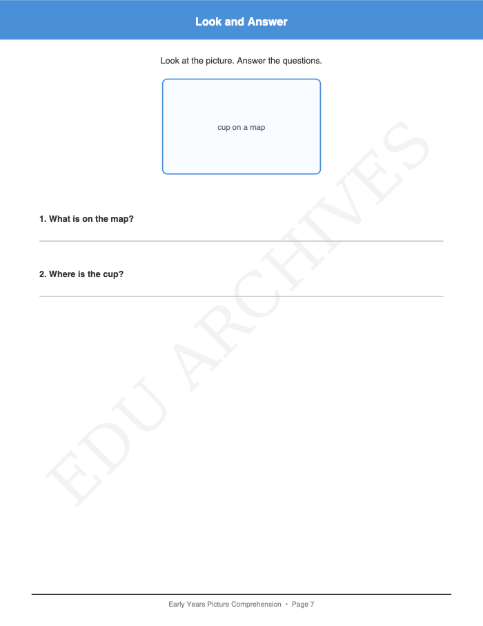 Picture Comprehension: Picture Comprehension: Page 7: Look and Answer