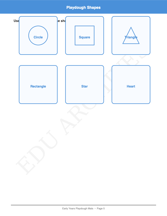 Playdough Mats: Playdough Mats: Page 5: Playdough Shapes