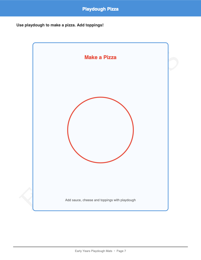 Playdough Mats: Playdough Mats: Page 7: Playdough Pizza