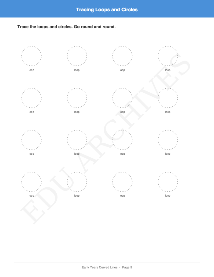 Curved Lines: Curved Lines: Page 5: Tracing Loops and Circles