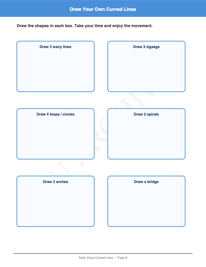 Curved Lines: Curved Lines: Page 8: Draw Your Own Curved Lines