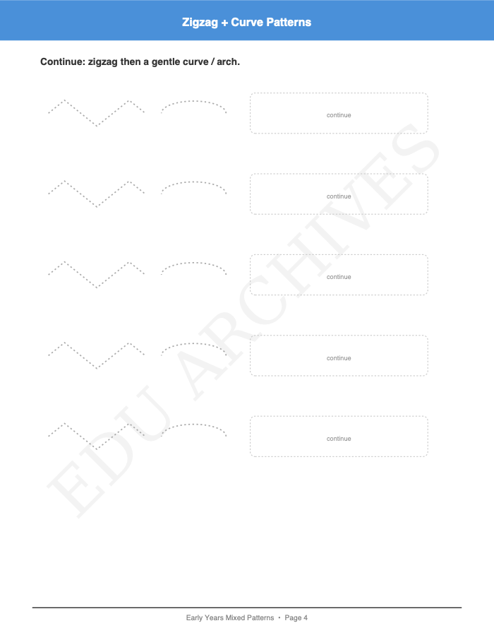 Mixed Patterns: Mixed Patterns: Page 4: Zigzag + Curve Patterns