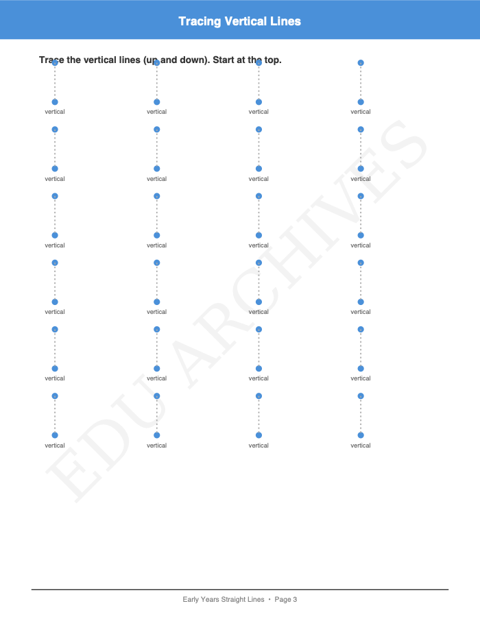 Straight Lines: Straight Lines: Page 3: Tracing Vertical Lines
