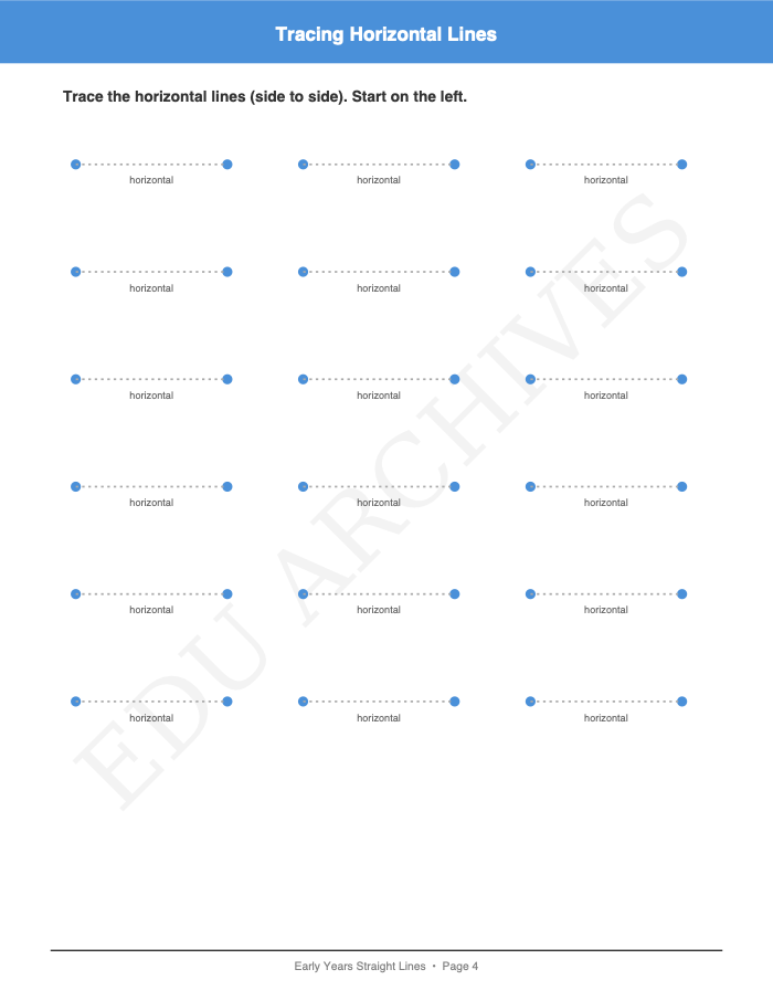 Straight Lines: Straight Lines: Page 4: Tracing Horizontal Lines