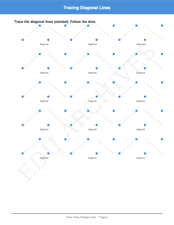 Straight Lines: Straight Lines: Page 5: Tracing Diagonal Lines